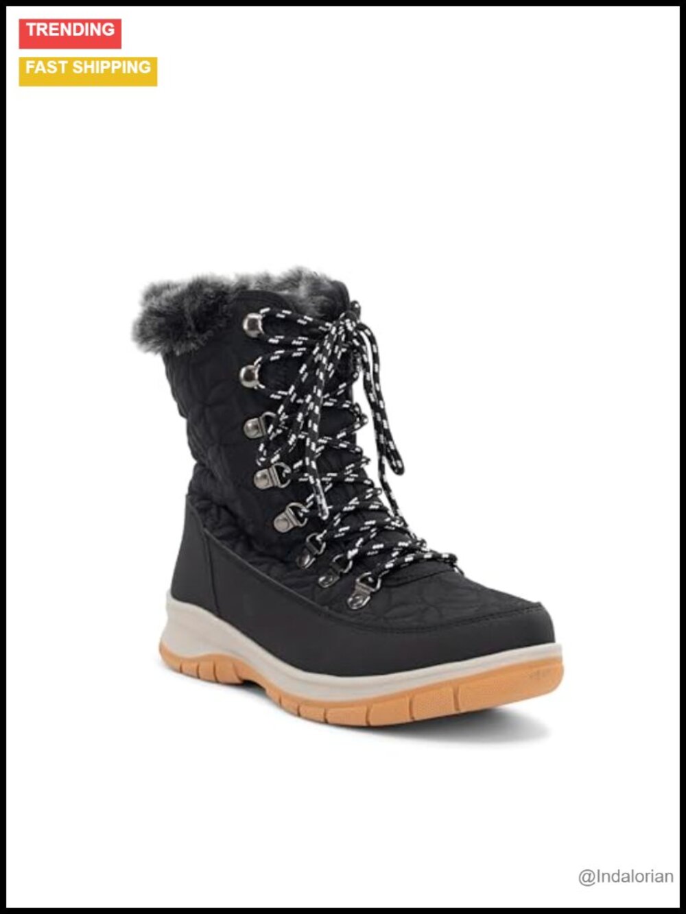 Water-Repellent Faux Fur Lined Winter Snow Boot Memory Foam Mid-Calf